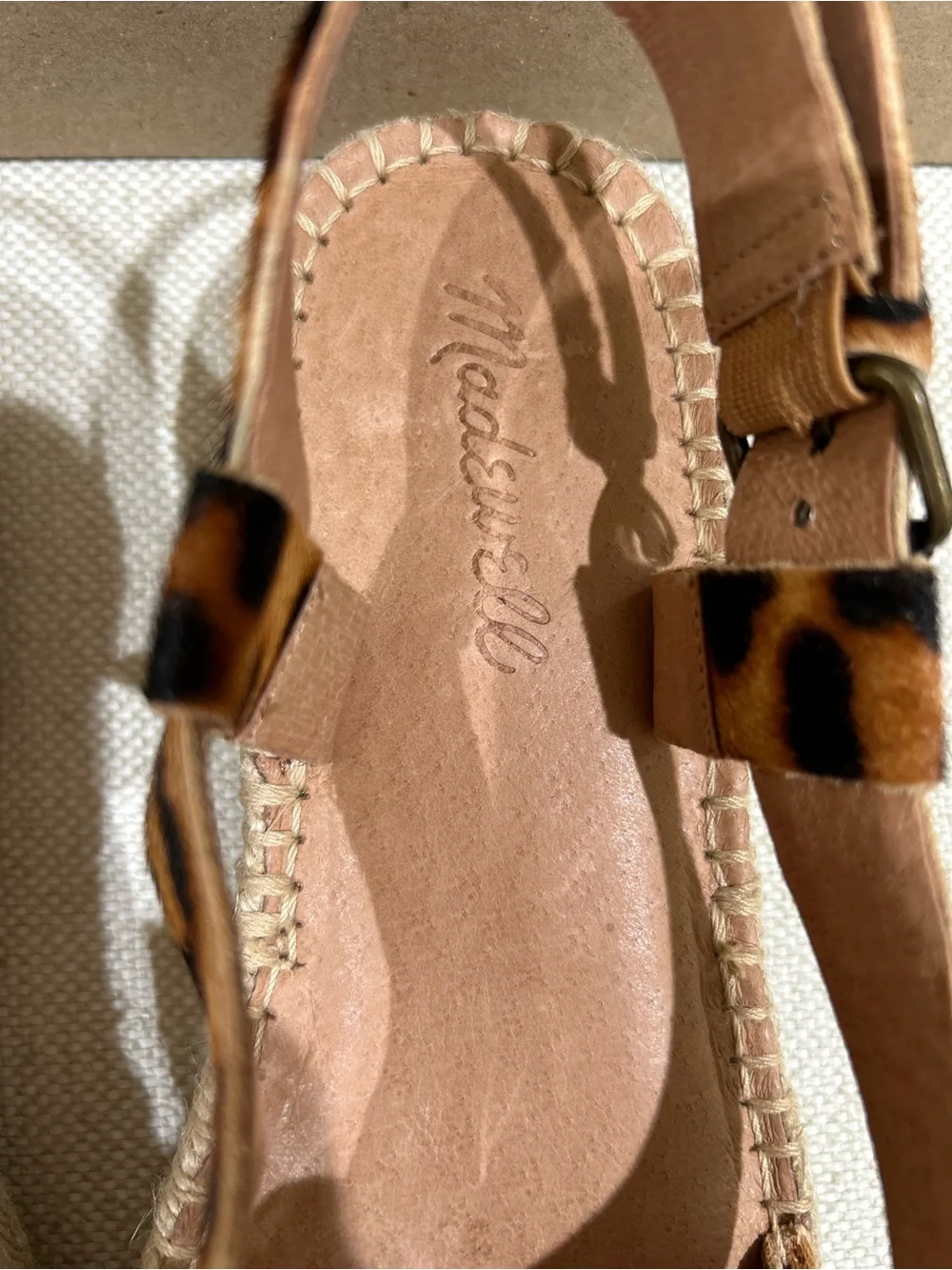 Madewell Leopard Espadrille Calf Hair Sandals Platform Strappy Size 8.5 NIB